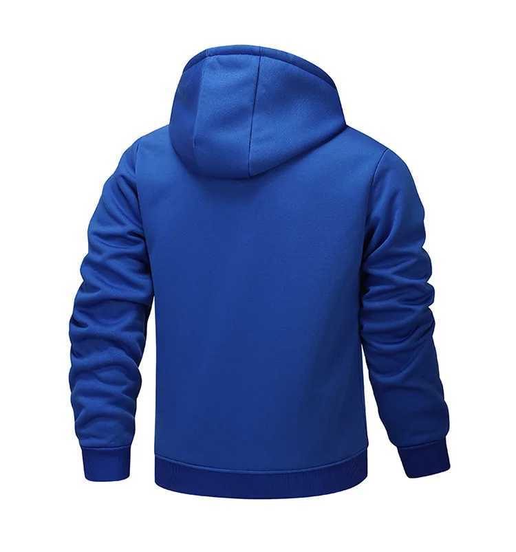 Blue FleeceLined Hoodie Jacket for Men Warm Comfortable Casual Style Male Coat Size M5XL 6XL W251021