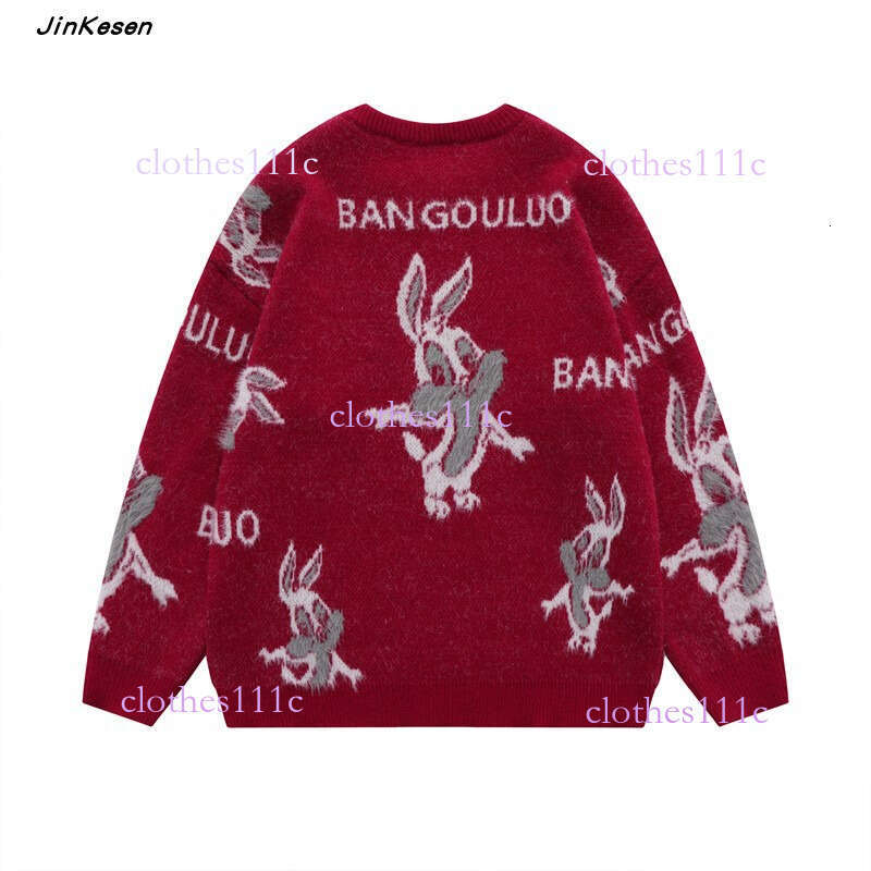 Autumn Winter Of The Zodiac Red Sweater For Men And Women Celebrating New Year Rabbit