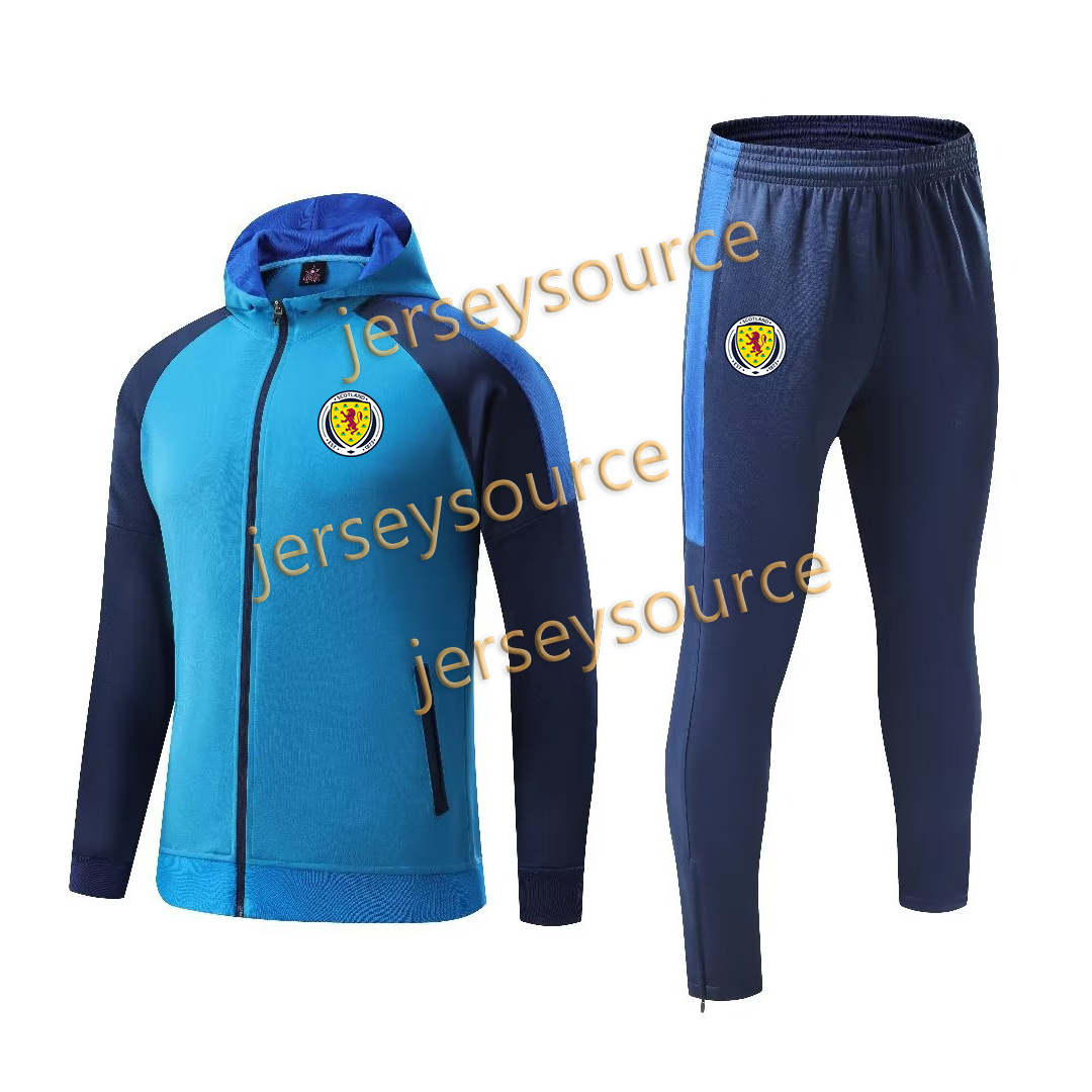 Scotland Soccer tracksuits training jacket Kids Kit Outdoor Full zipper hooded long sleeve Football Shirt Jogging leisure sports jacket