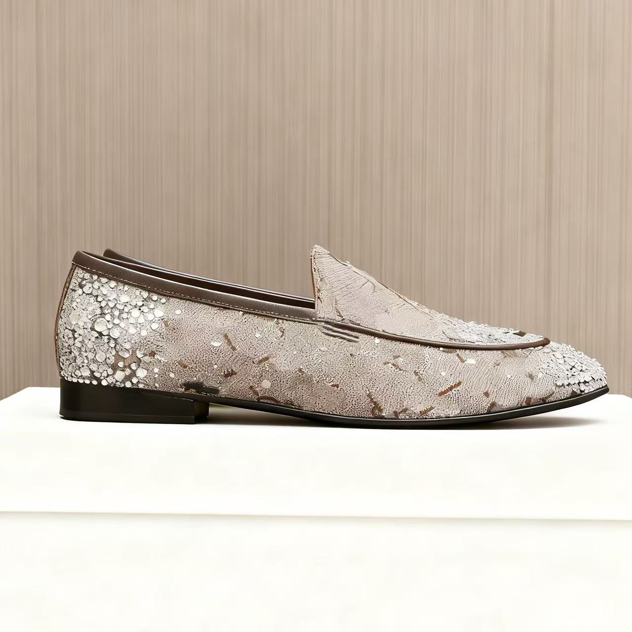 designer Men Women loafers Dress Shoes collapsible footwear designer Mules luxury Elegant Loafers Printed Metal Round toe Loafers Size 35-48 Top quality Evening