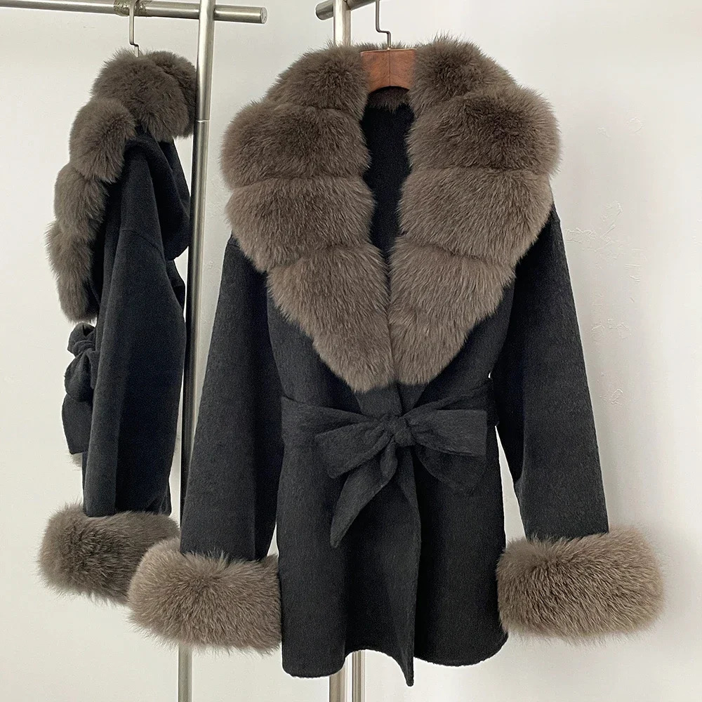 Wool Coat Fur Removable Spring Real Fox Fur Coat Women Winter Natural Fur Woolen Jacket Long Sleeve Ladies Streewear 251017