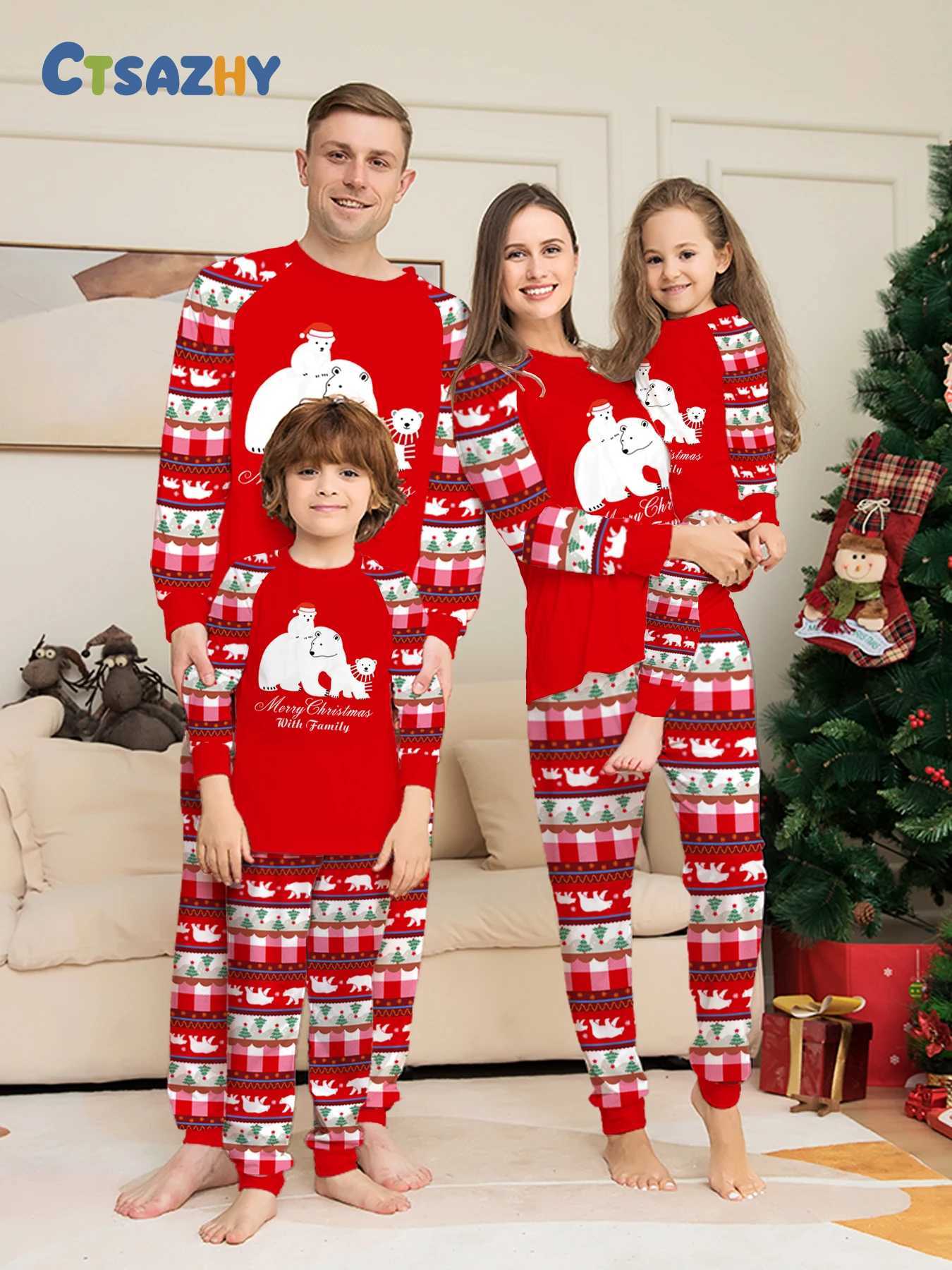 Family Xmas Pajama Sets Reindeer Antler Graphic with Festive Colors Great for Christmas Eve L251021192N