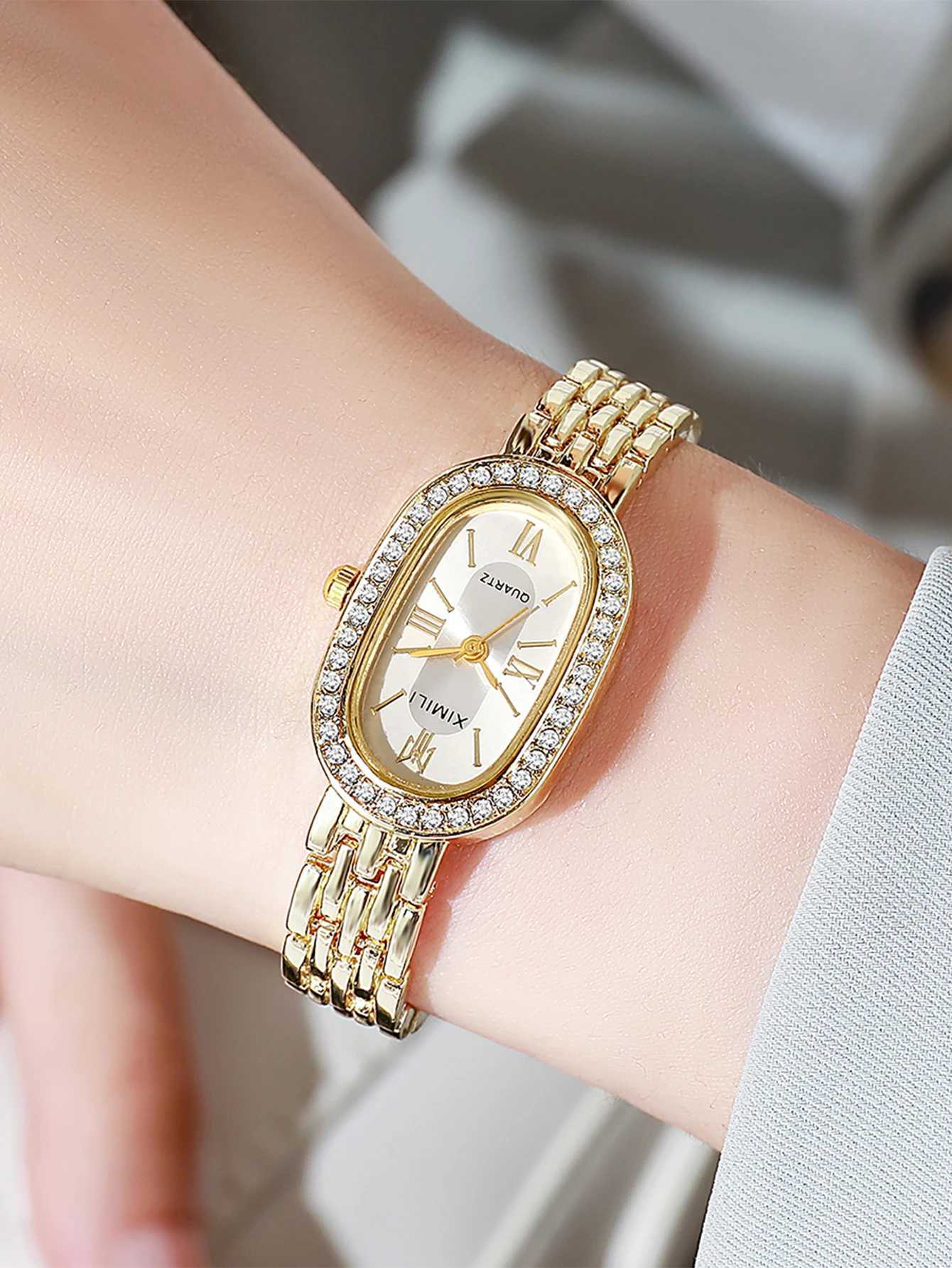 Metallic Roman Numerals Fashion Luxury Ladies Quartz for Christmas Halloween Holiday GiftsXJ251021