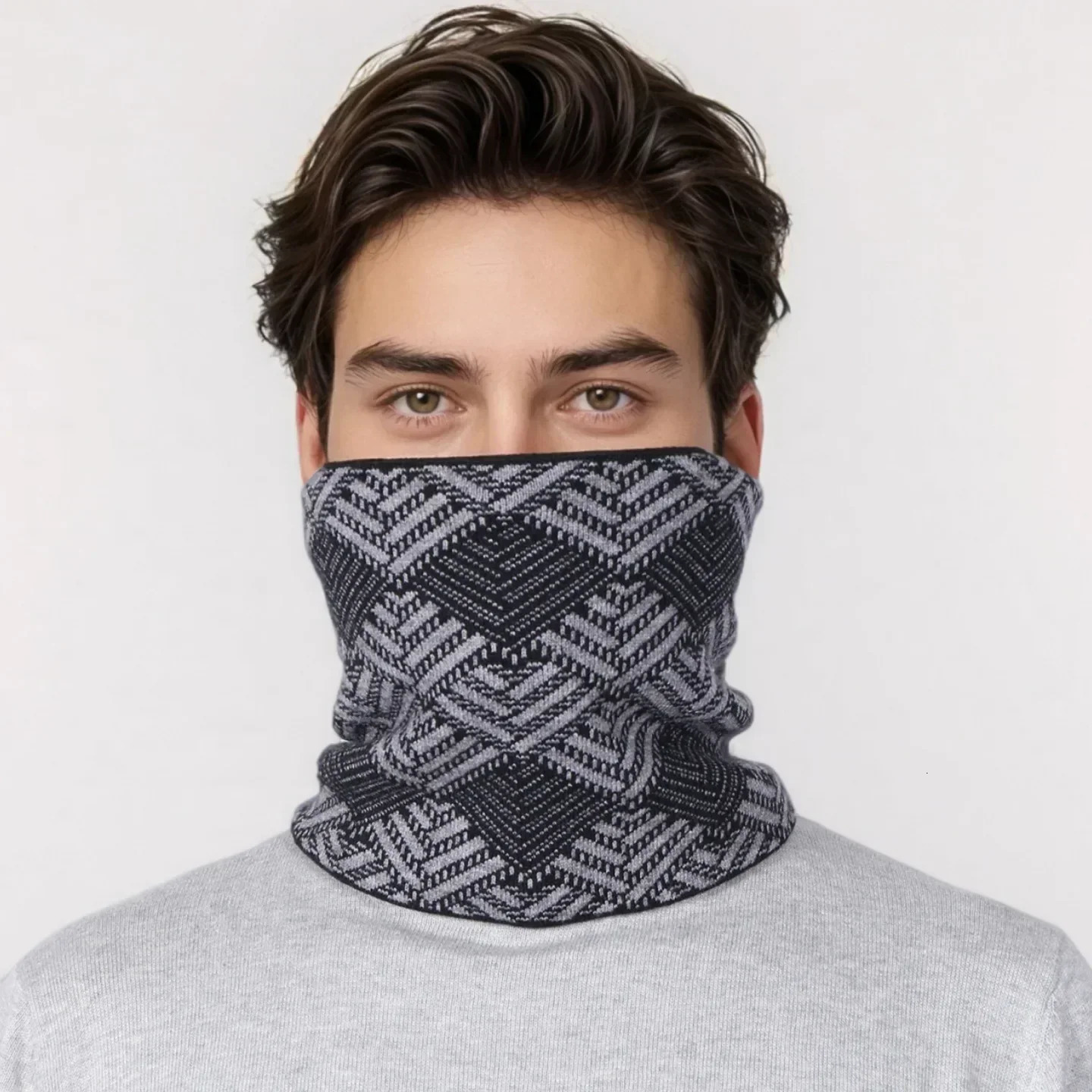 Winter Men Velvet Thickened Scarf Cashmere Warm Outdoor Windproof Plaid Neck Cover Couple Knitted Neckerchief 251021