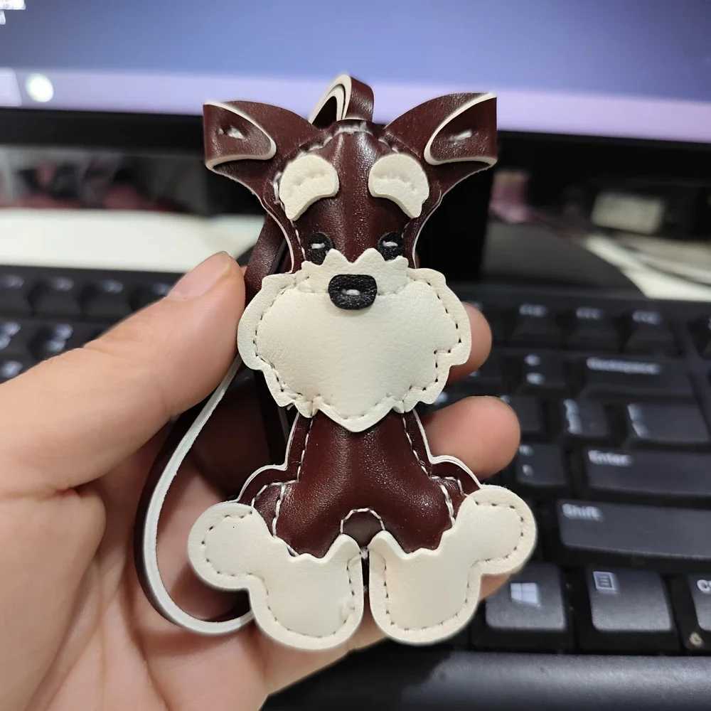 Schnauzer Cute Dog PU leather Womens and Mens Bag Pendant Key Pendant keychains Bag charm W251021