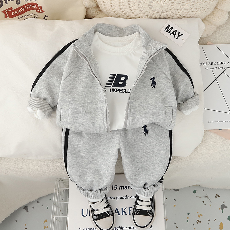 kids designer clothes 2025 Kids Striped 3-Piece Sportswear Set, Boys Girls Autumn Casual Long Sleeve Outfit, Fashion Track Jacket with Pants