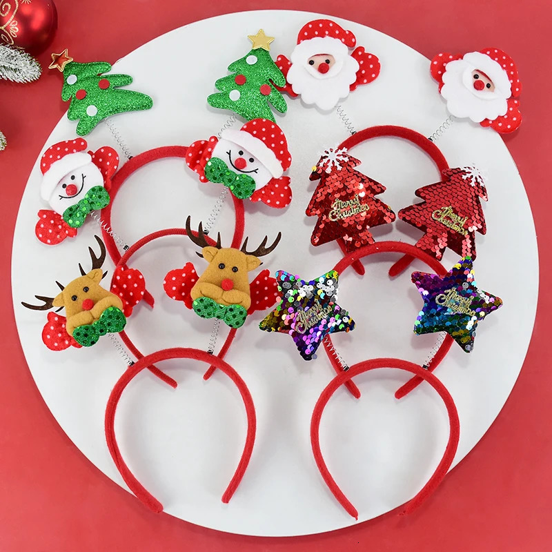 Christmas Headband Kids Adult Santa Claus Elk Xmax Tree Hair Accessories Po Props Christmas Decoration 2025 Year Gifts 251021
