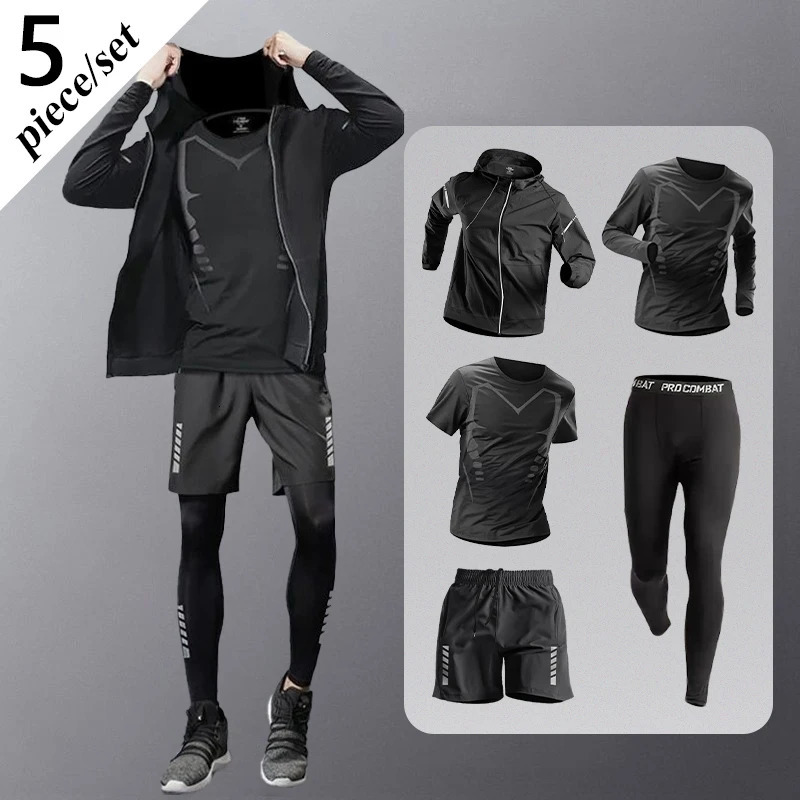 Fashion Breathable Running Sports Suit Mens Fitness Clothes AllSeasons Professional Morning Running Clothes Quick Dry Training 251021