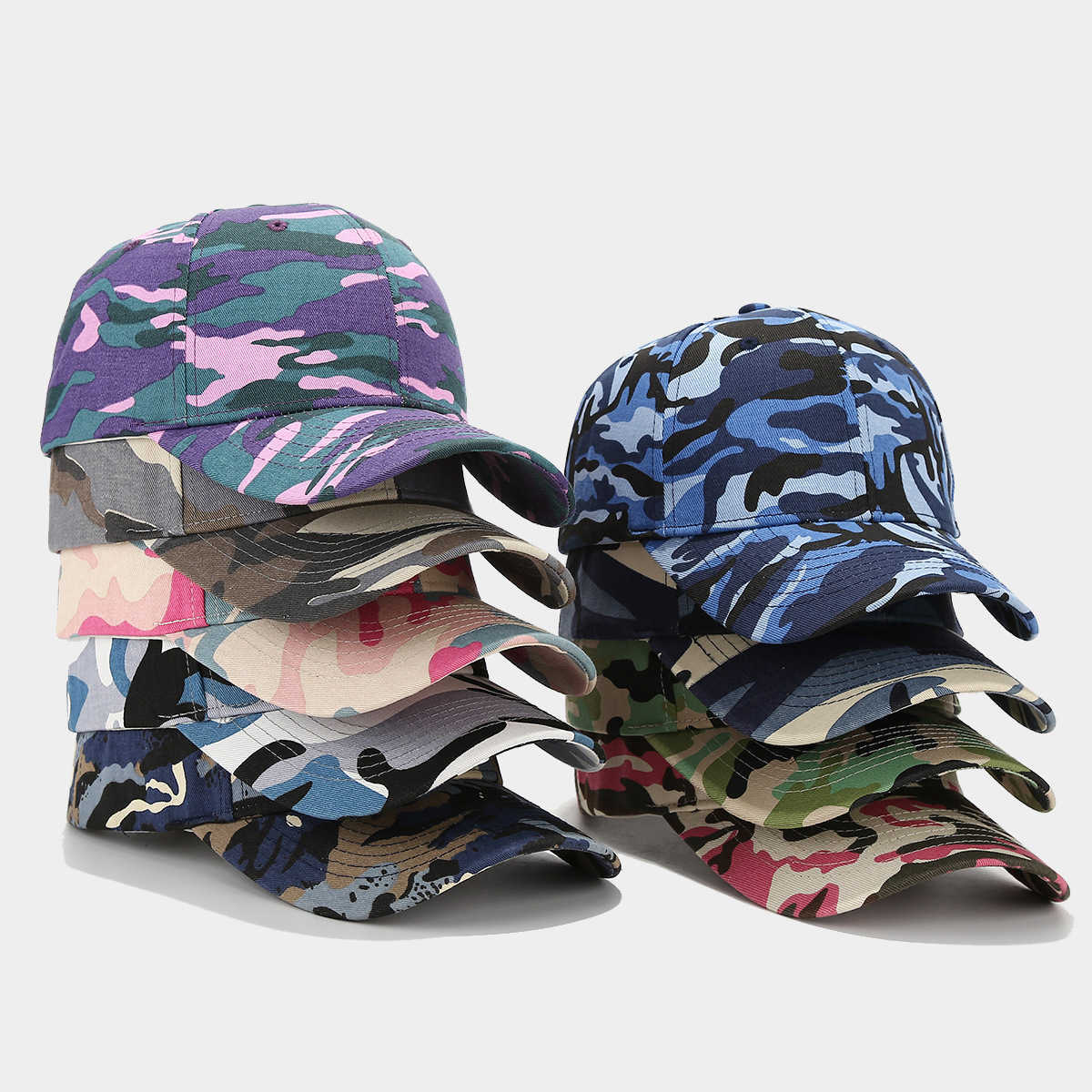 New Camouflage Baseball Cap for Women Summer Outdoor Sports Sun Protection Visor Cap for Men Casual Duckbill Cap H251020