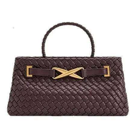 Handwoven Large Capacity Women's Handbag Fashionable Horizontal Style Shoulder Crossbody Bag Soft Polyester Lining PU Material