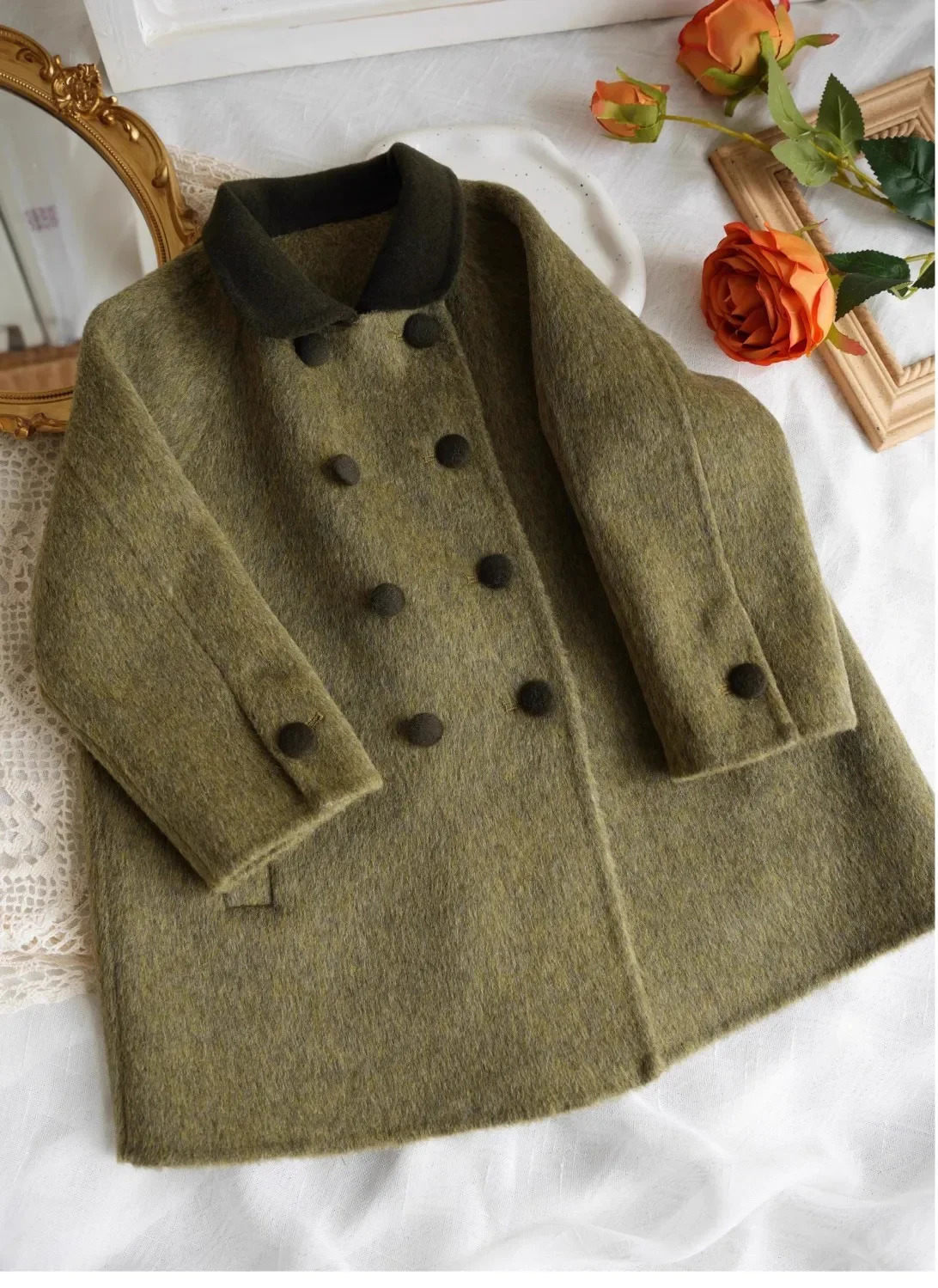 Childrens Clothing Autumn Winter Doublesided Woolen Coat for Boys and Girls Medium Length Lapel Woolen Coat Trend 251017