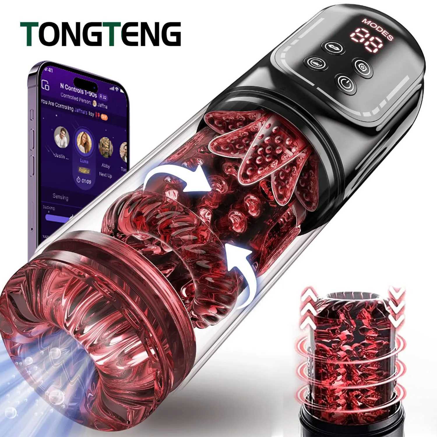 APP LED Automatic Male Masturbator Cup 7 Sucking Rotating Licking Thusting Modes Pocket Pussy Stroker Blowjob Sex Toys For Men L251021