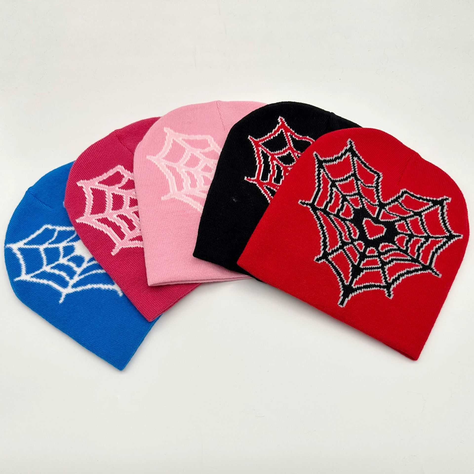 Hard Work Heart Spider Web Jacquard Hat Adult Fashion Trendy Knitted Hat Autumn Winter Warm Hip Hop Street Headwear H251020