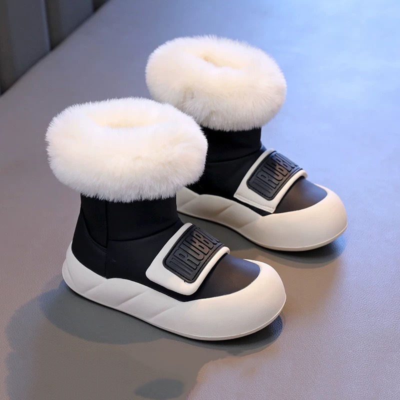 Fashionable children's snow boots simple girls' short boots winter thick warm princess boots medium and large children's cotton boots F