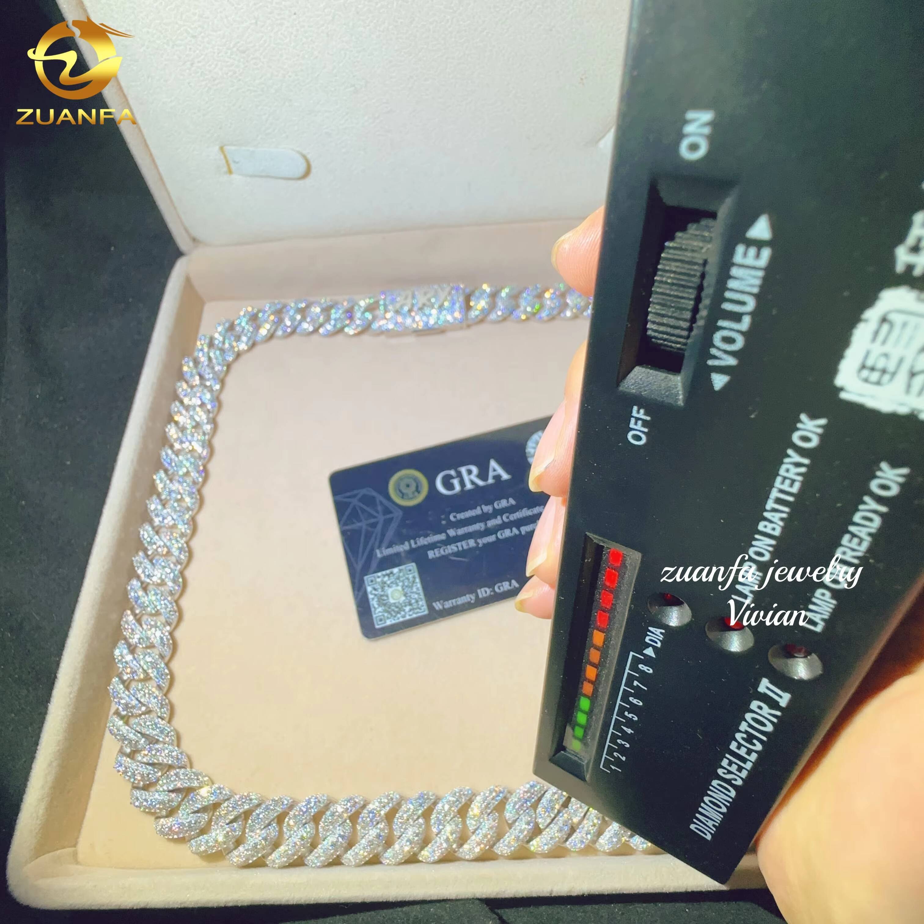 Iced Out VVS Moissanite Diamond 15MM Width Necklace Bracelet Silver 925 Hip Hop Miami Jewelry Custom Cuban Link Chain