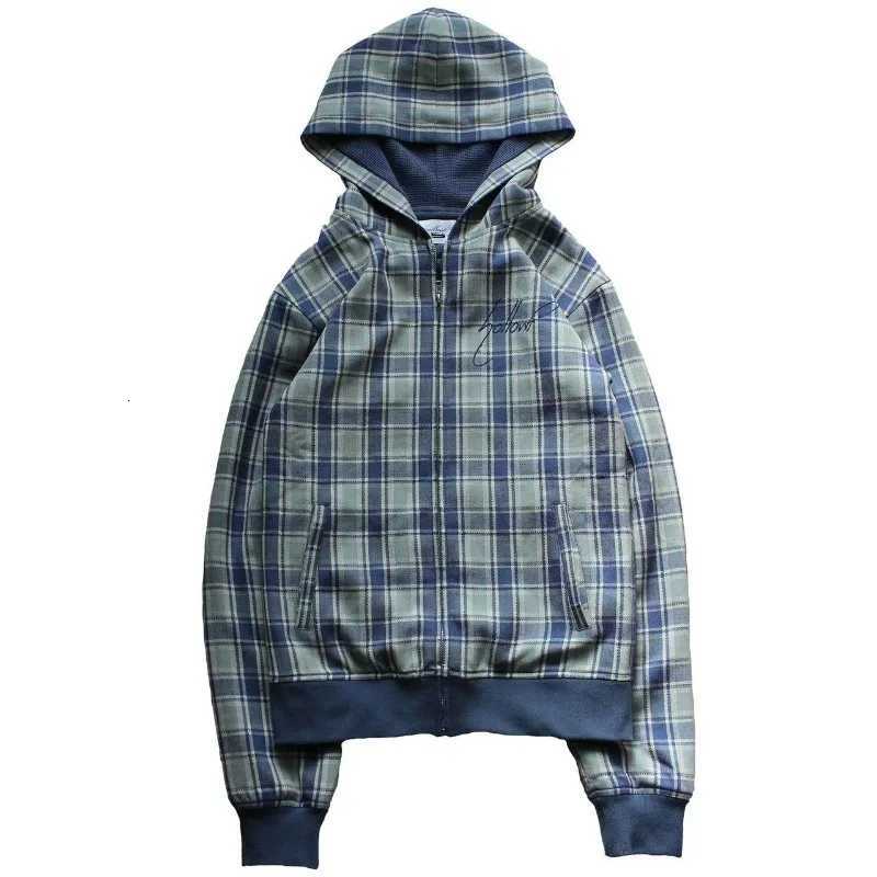 Retro gothic Harajuku Y2K fleece lining checkered design fashionable casual women hoodie high street trend punk loose hoodie W251021