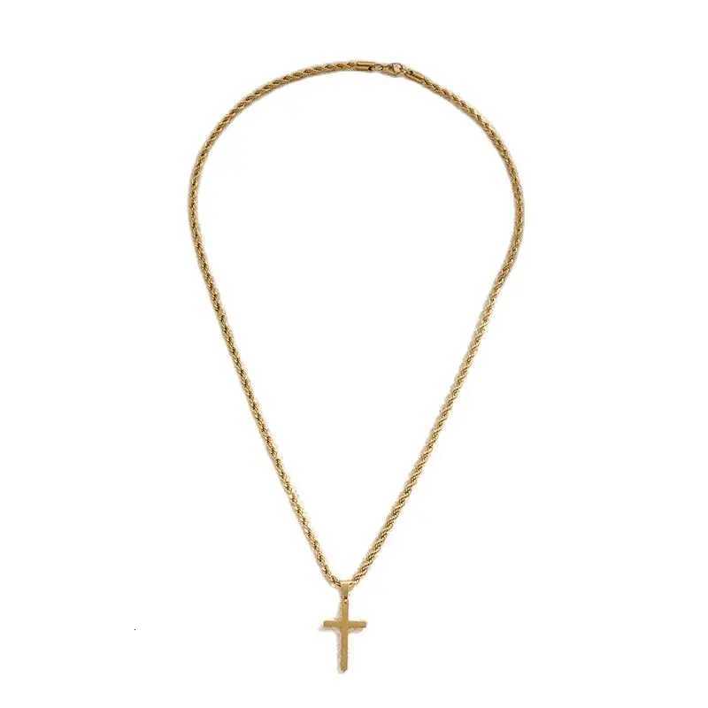 2024 New Cross Pendant Necklace for Men Women Minimalist Gold Color Jewelry Male Female Necklaces Chokers Gifts XJ250717