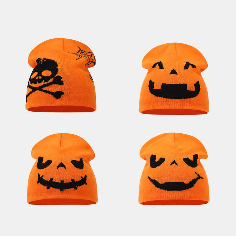 Autumn Winter New Halloween Pumpkin Skull Jacquard Knitted Pullover Hat Funny Festival Hat Warm Knitted Hat H251020