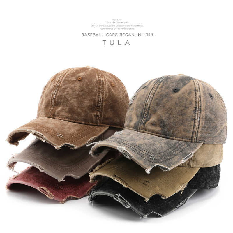 Mens Unique Spring and Autumn Washed Distressed Baseball Cap Outdoor Womens Sports Casual Sun Protection Visor Cap H251020
