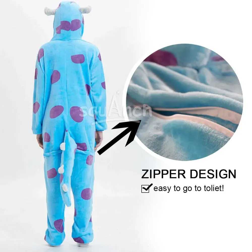 Monster Sully Onesie Anime Kigurumis Mother Boys Halloween Family Funny Suit Warm Pajama Set With Slippers Chiristmas Sleepwear L251021MRMI