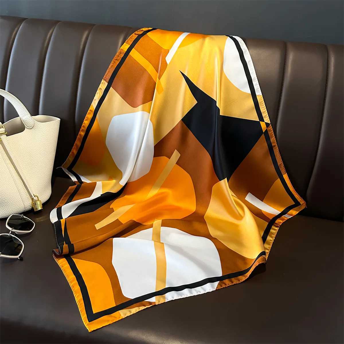 luxury brand 70x70cm Women Multifunction Silk Scarf Elegant Horse Printed Casual Satin Small Square Wraps Scarves Shawl Bandana W251021