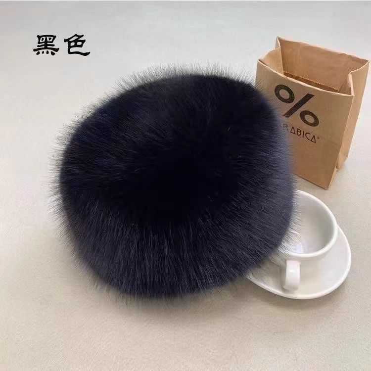 Fox Fur Flat Hat for Women Autumn and Winter Cotton Hat Thickened Furry Warm Ear Protection Fairy Thickened Princess Hat H251020