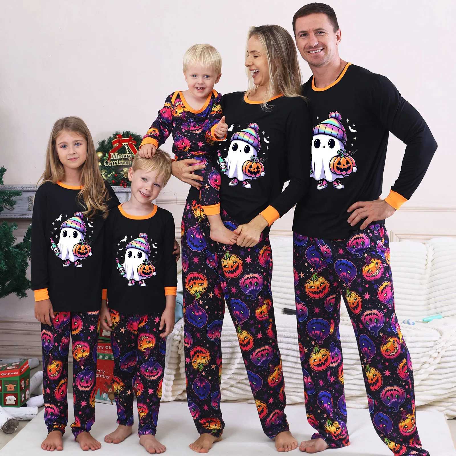 New Long Sleeve Pajamas Set For Family Matching Outfits Horror Halloween Carnival Sleepwear Casual Nightwear Women Men Clothes L251021874K