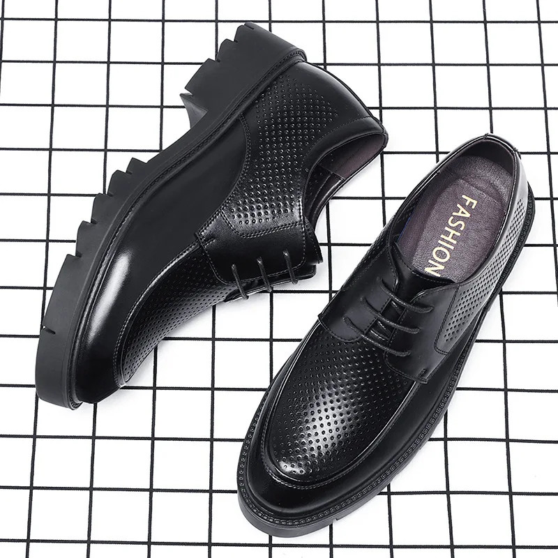 8 10 Cm High Heel Shoes for Men 2025 Summer Autumn Inside High Shoes Male Hollow Business Mens Cow Leather Dress Shoes 251021