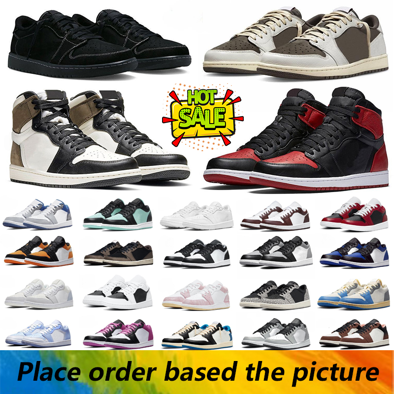 Designer Low high Basketball Shoes Sneakers Fashion Black White Shadow University Blue UNC Bred Toe Light Smoky Grey Mens Women trainers Outdoor chaussures Eur 36-47