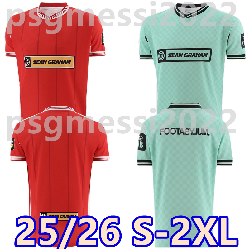 Cliftonville 25 26 Soccer Jerseys NEWBERRY PETTIFER Home Red Away light green EPPER STEWAR Uniforms Men Football Shirt 2XL