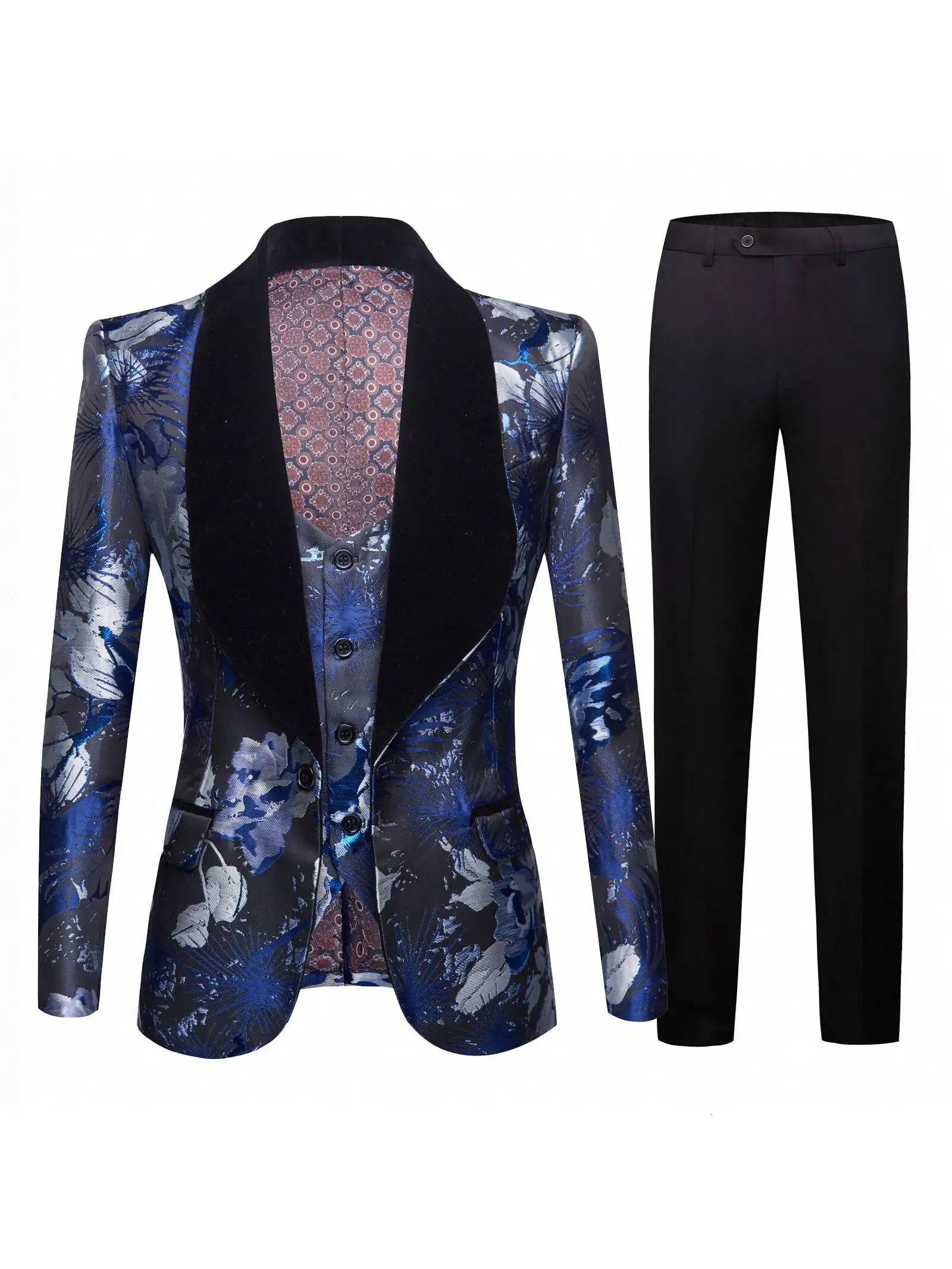 Mens slimfitting threepiece suit with singlebreasted tuxedo suitable for weddings balls and dinners jacket vest pant 251021