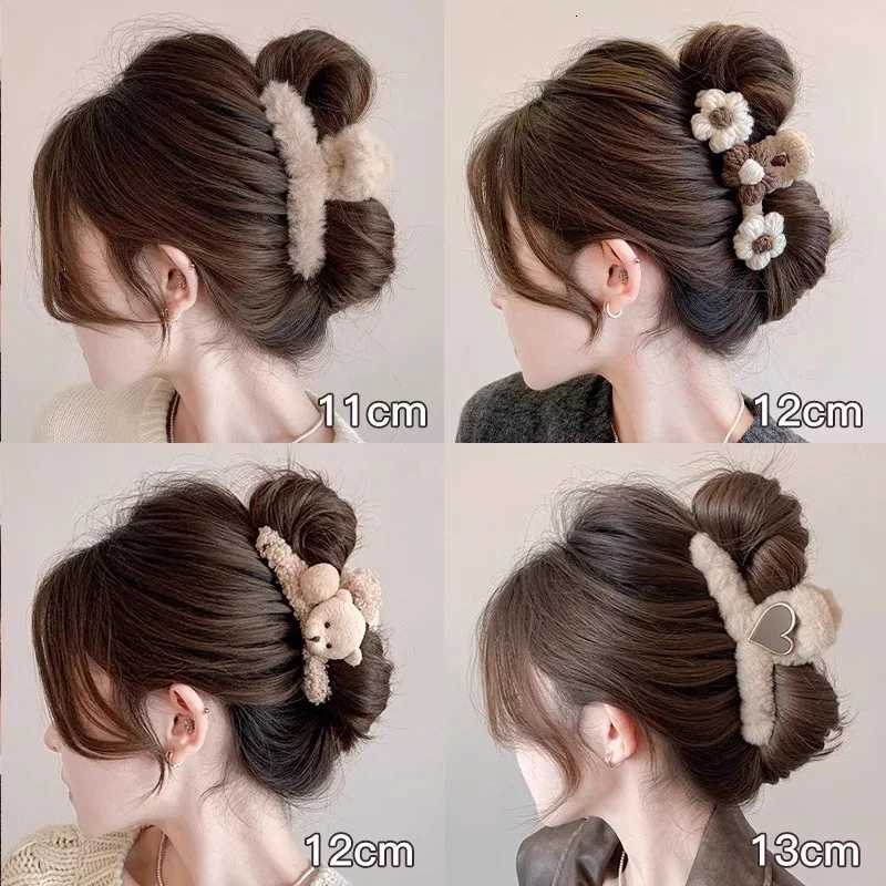 Winter Plush Hair Claw For Women Girls Sweet Hair Ornament Long Thich Hair Hairpin Headband Hair Clip Fashion Hair AccessoriesW254021