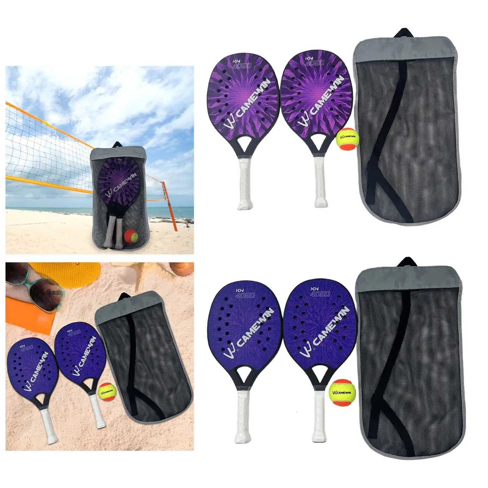 2x Beach Tennis Rackets Nonslip Sweat Resistant Grip Large Racket Surface Portable Lightweight Beach Tennis Racquet for Yard W251021