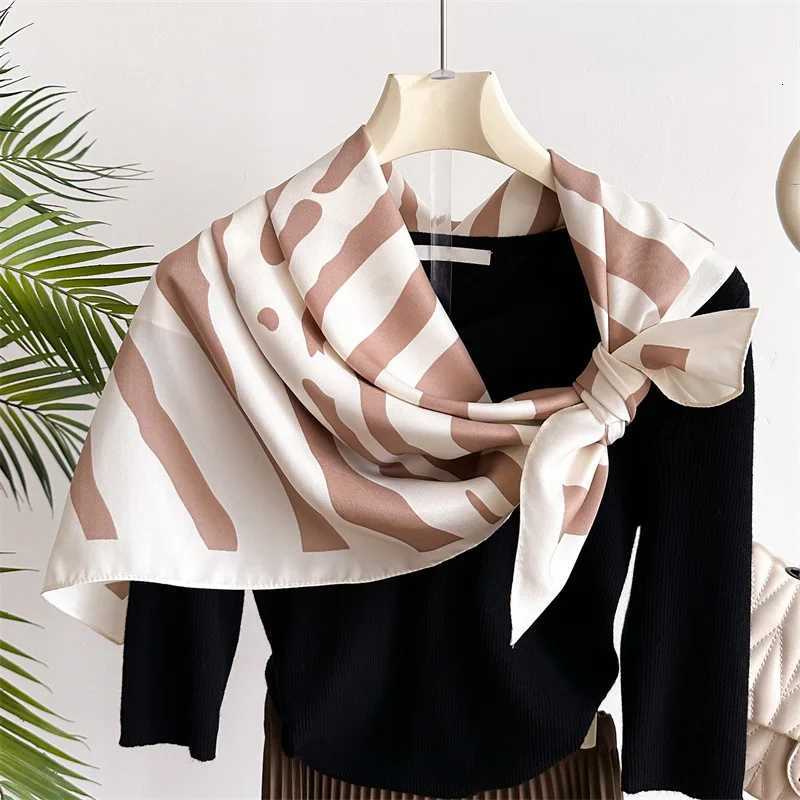 Women Spain Brand Design Scarf Fashion Leopard Zebra Silk Scarves Square Small Handkerchief Neck Snood Bag Hijab Snood 9090Cm W251021