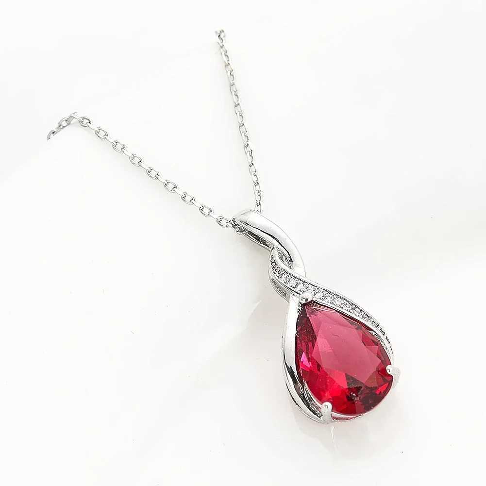 1PC Natural Red Crystal Pendant Necklace Fashion Romantic Angel Tears Pendant Ladies Jewelry Statement Jewelry Party Gifts D251021