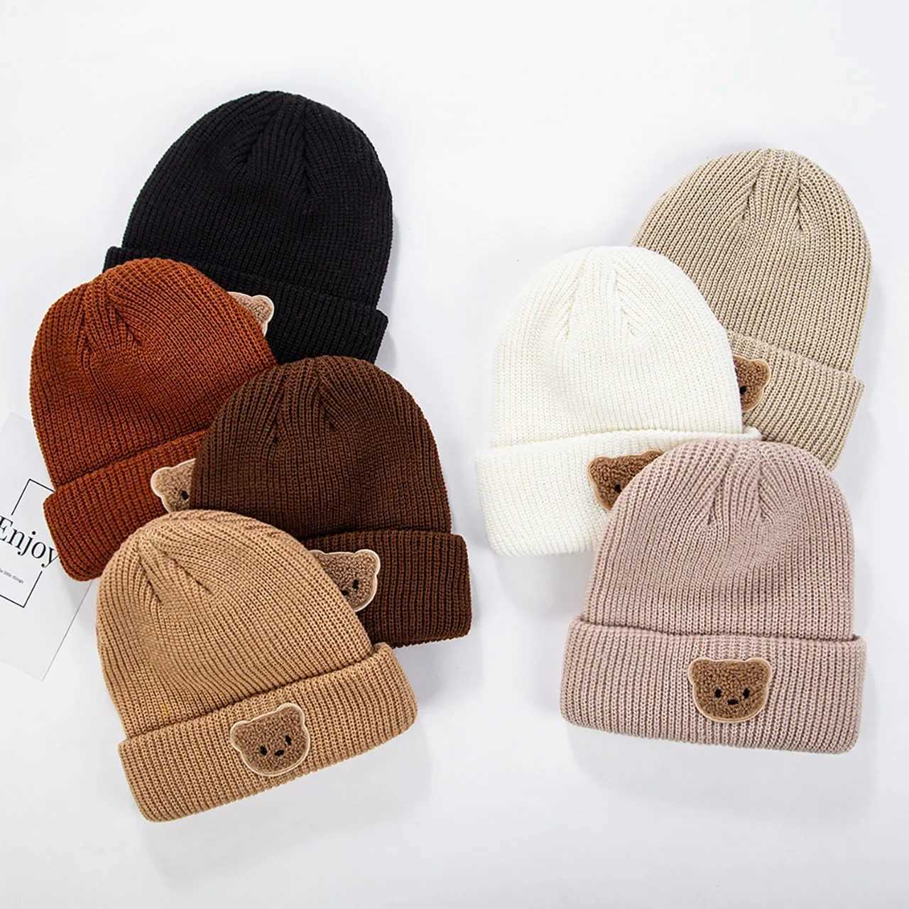 Winter Warm Knitted Baby Hat Cute Cartoon Bear Baby Girl Boy Ear Protection Cap Infant Toddler Pullover Cap Beanie J251021