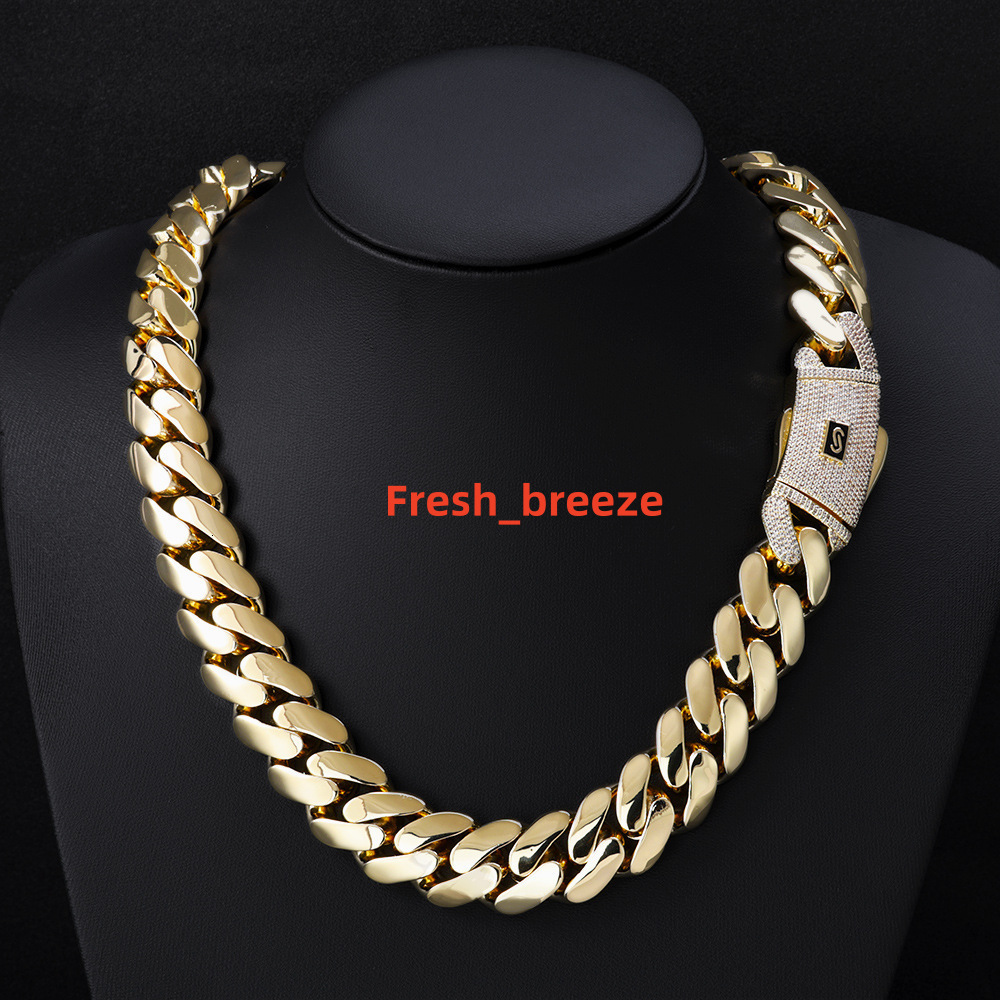 HighEnd S925 Silver Moissanite Smooth Cuban Chain for Men Europe US CrossBorder Trendy Fine Chains Necklace Customizable for