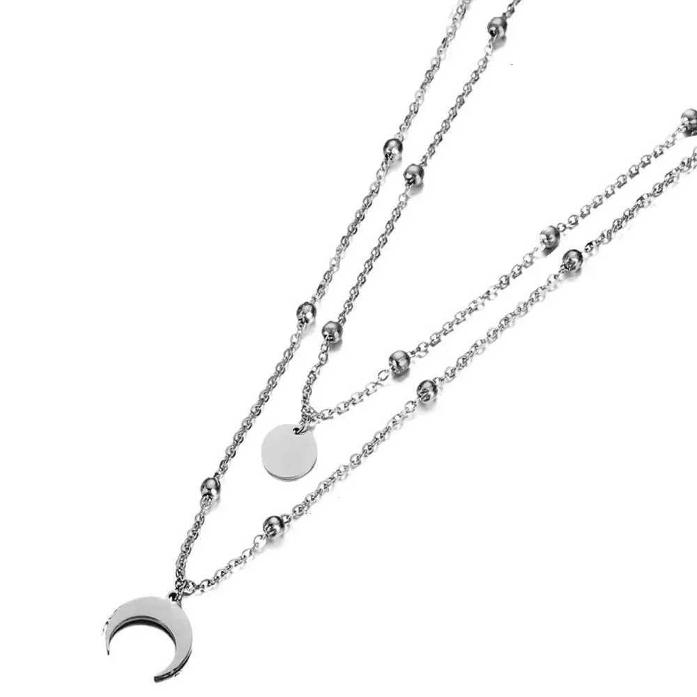 MinaMaMa Stainless Steel Stackable Chains Star Choker For Woman Girls Multilayer Horn Round Disc Moon Tassel Necklaces JewelryXJ251018