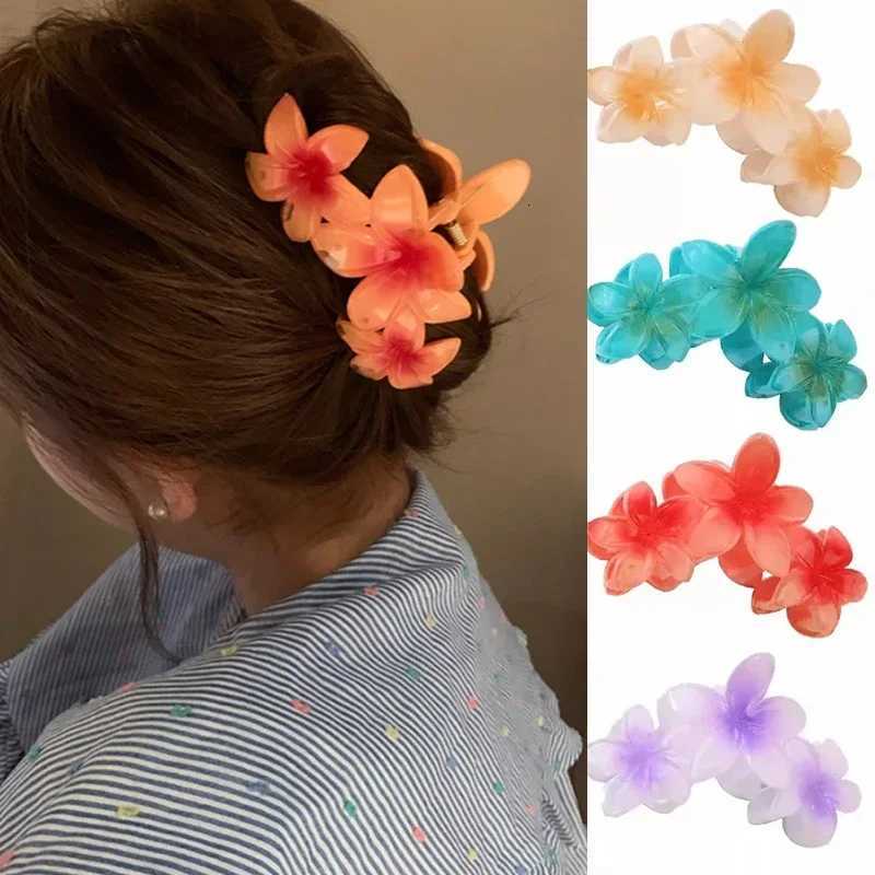 Trendy Egg Flowers Hair Claws Back of Head Retro Cororful Hairpin Shark Clip Korean Style Seaside Vacation Girl Hair AccessoriesW254021