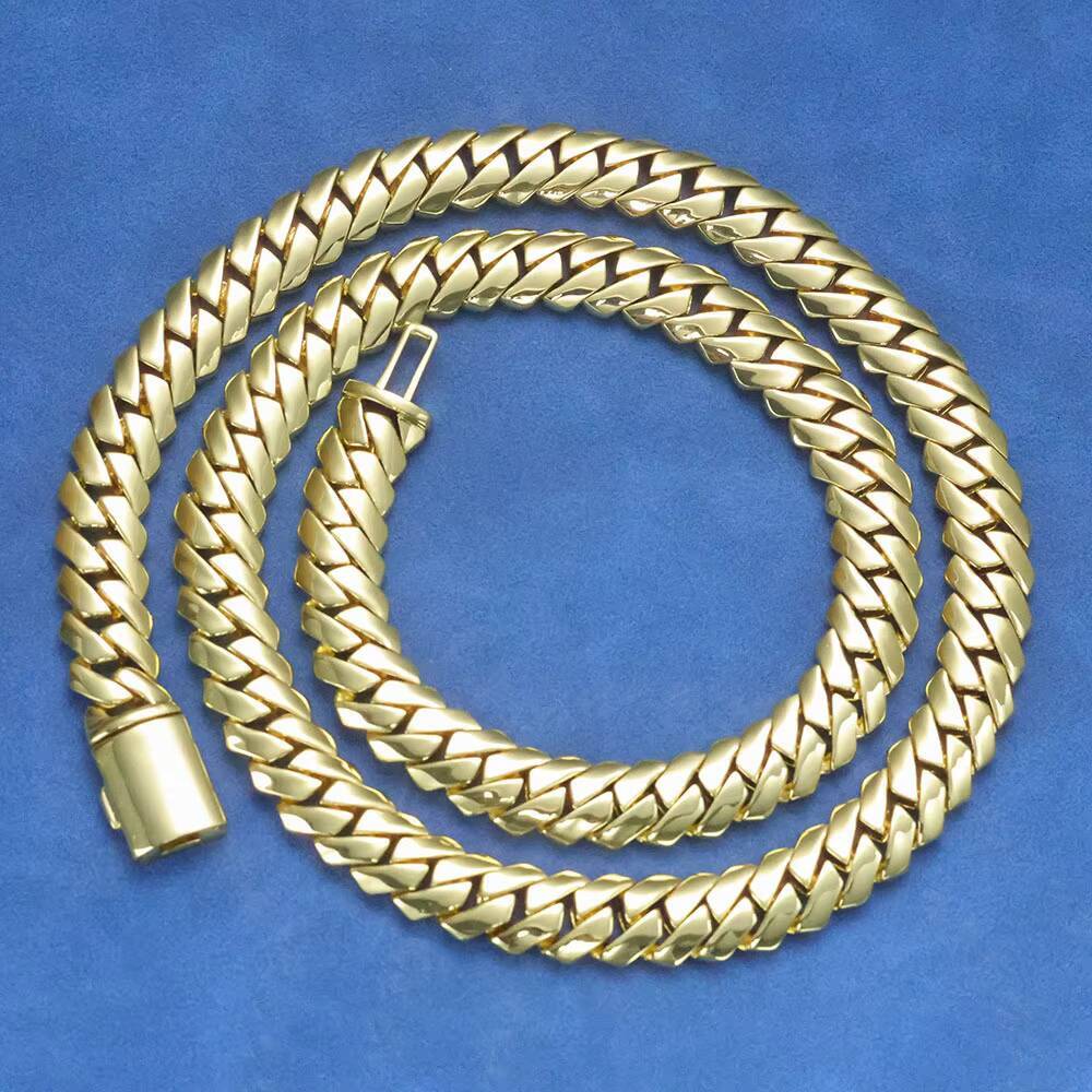Europe United States Mens HipHop Jewelry Trend Custom 12mm Diamond Smooth Cuban Link Chain Necklace AllMatch Accessories