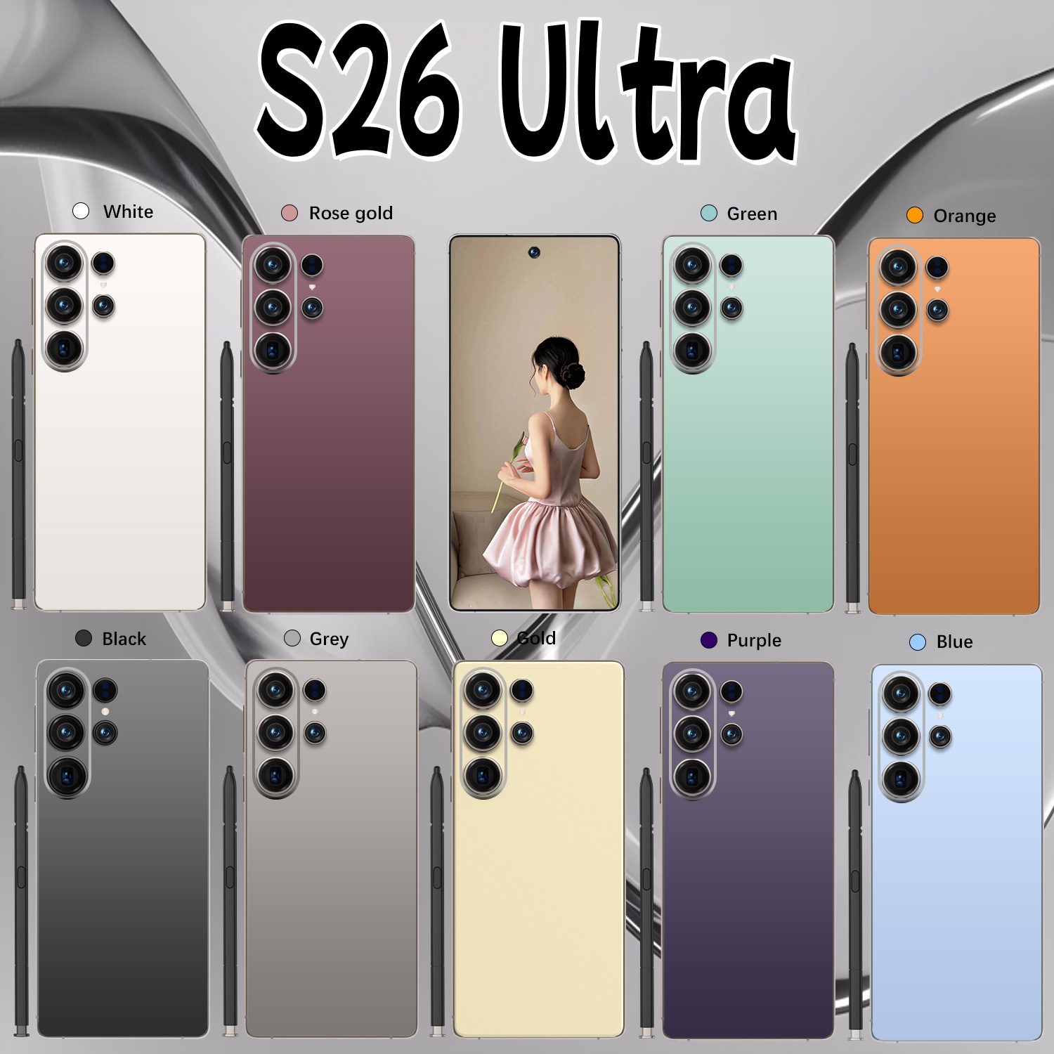 Global version S26Ultra Snapdragon 8 Elite 12-core 6.9-inch perforated screen resolution 1440*3200 5G smartphone 72MP+108MP battery 8000mah Android 15