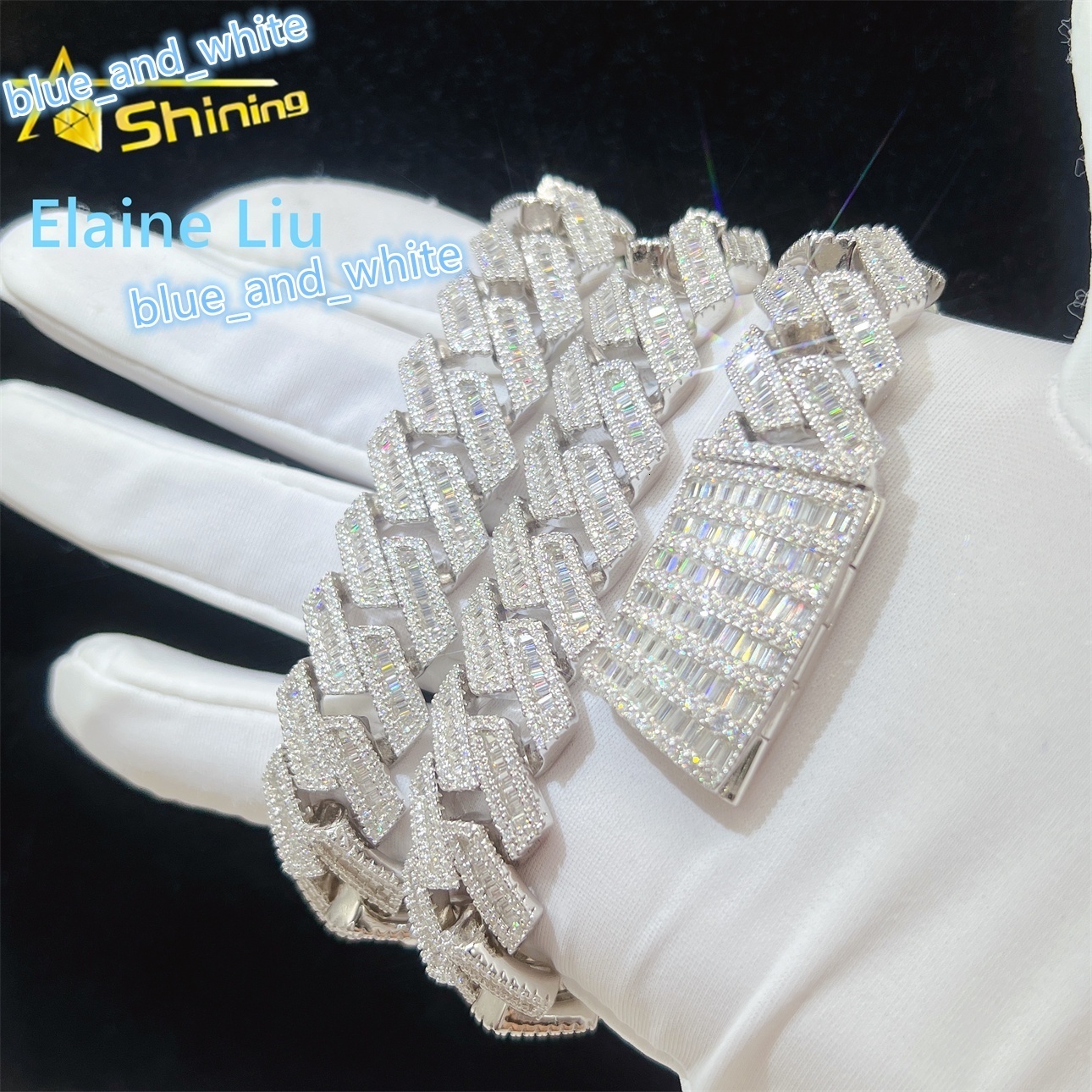 Sterling Silver 925 Pass Diamond Tester VVS Moissanite Necklace 18mm Hip Hop Iced Out Jewelry Miami Cuban Link Chain Necklace