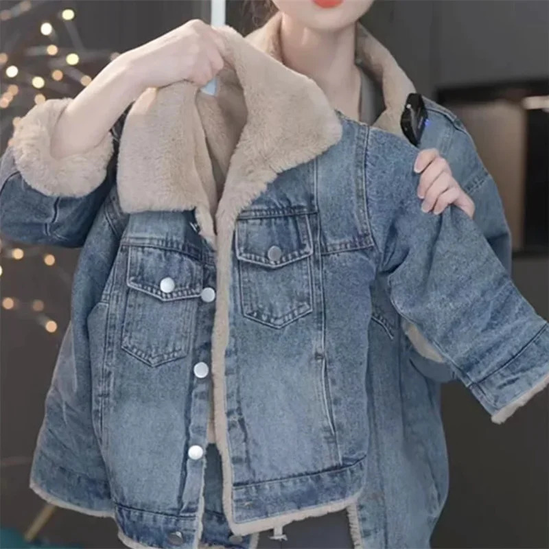 Girls Thick Denim Jackets Childrens Plus Velvet Winter Warm Coats Padded Outerwear Kids Fleecelined Casual Clothing 412Y 251018