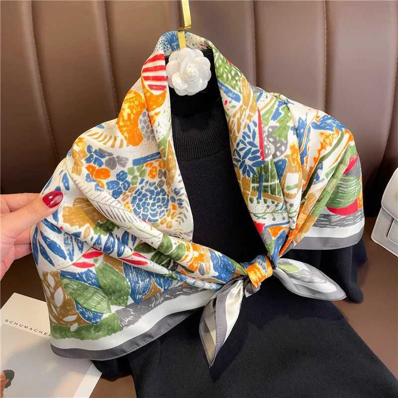 New Square Silk Scarf 90x90cm Luxury Brand Designer Hair Print Head Handkerchief Hijab Shawl Women Bandanna Foulard Muffler Wrap W251021
