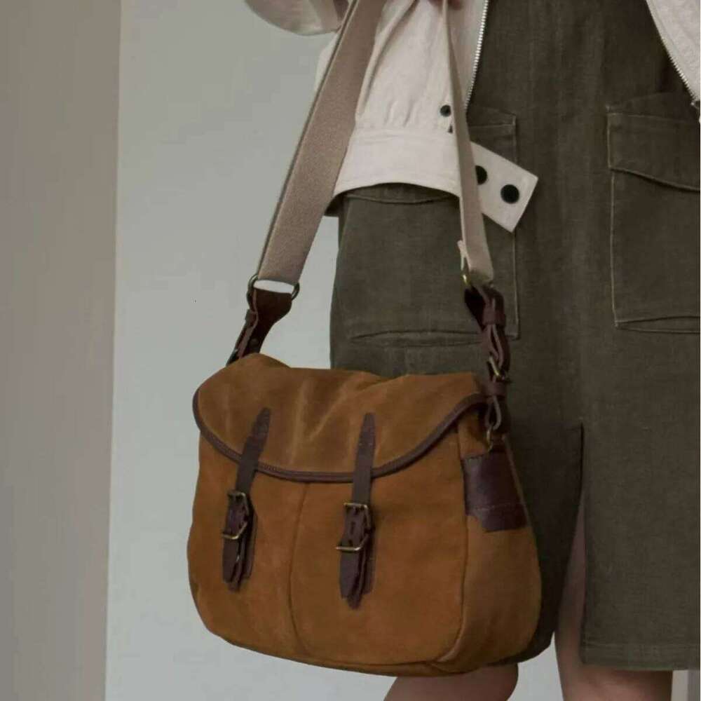 Suede Vintage Postman Autumn Winter New Niche Design Multi-Pocket College Y2k Fashion Women's One-Shoulder Crossbody Bag Suotong1021