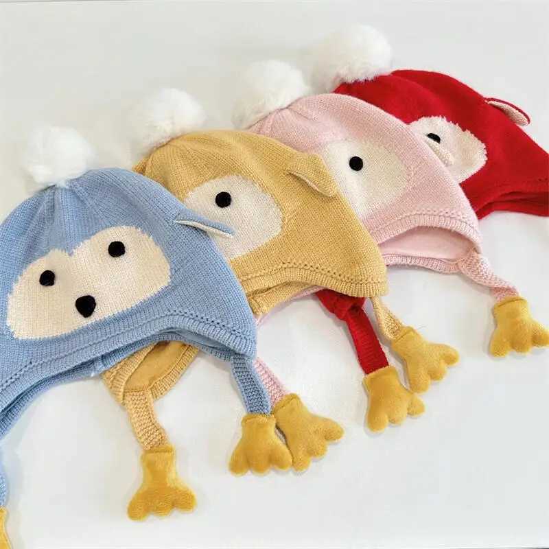 Kids Boys Girls Knitted Hats Cute Penguin Shape Elastic Beanies Warm Ear Protection Cap for Autumn Winter Toddlers Fascinators J251021