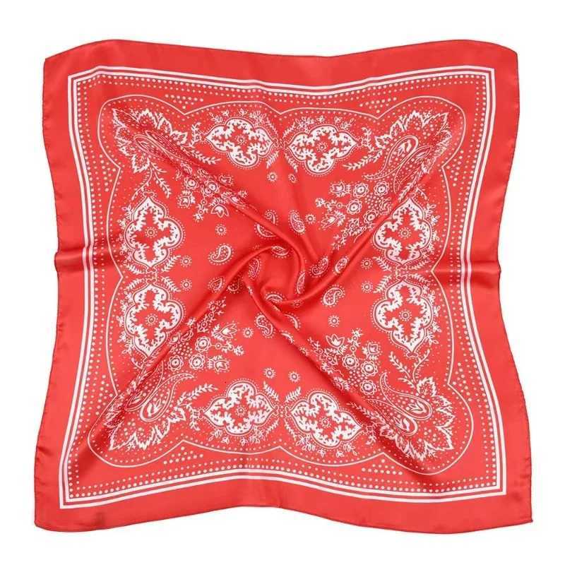 Women Scarf 70cm Black Hip Hop Bandana Kerchief Paisley Printed Hijab Headwear Wrist Hairwrap Square Scarves Print Handkerchief W251021
