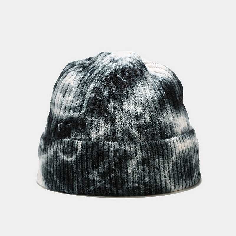 New Tie Dyed Knitted Hat Womens Street Trend Wool Skin Hat Mens Autumn Warm Bean Hat H251020