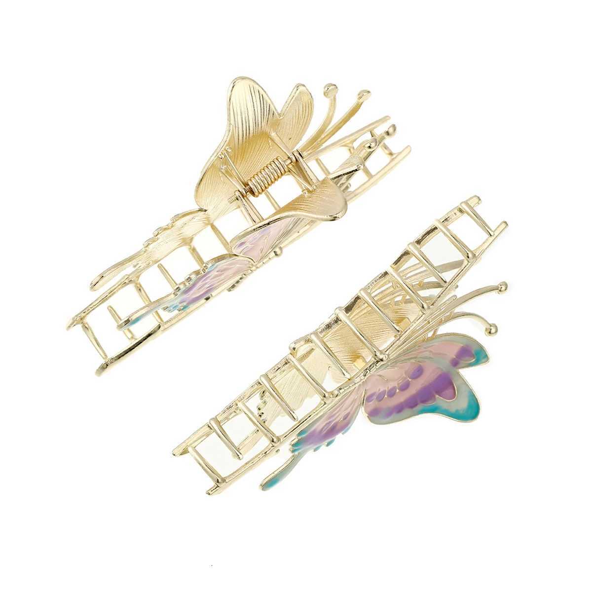 Elegant 10cm Metal Butterfly Shark Clip Durable Hair Claw for Women Girls Fashion Hair Accessories Party Daily UseW254021