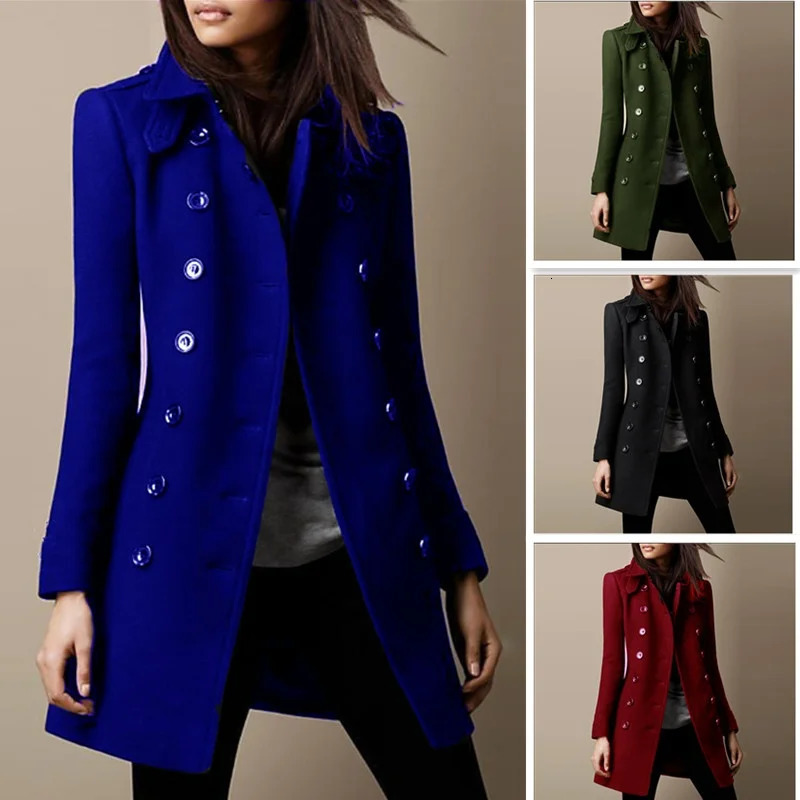 Streetwear Women Jackets Lined Doublebreasted Ladies Loose Wool Overcoat Elegant Lapel Solid Pocketed Coats For Autumn Winter 251021